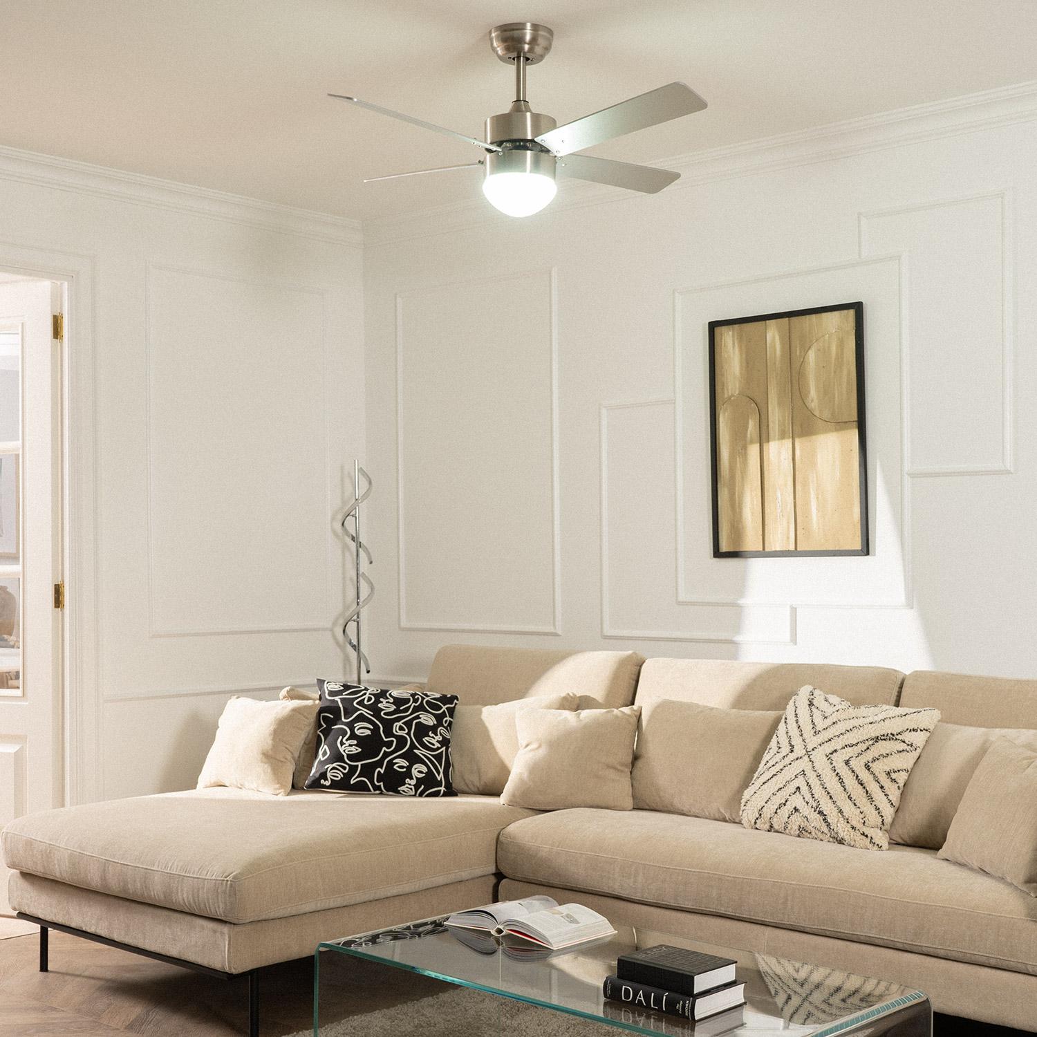 Ventilador de Techo Silencioso Cygnus Níquel 107cm Motor DC WiFi