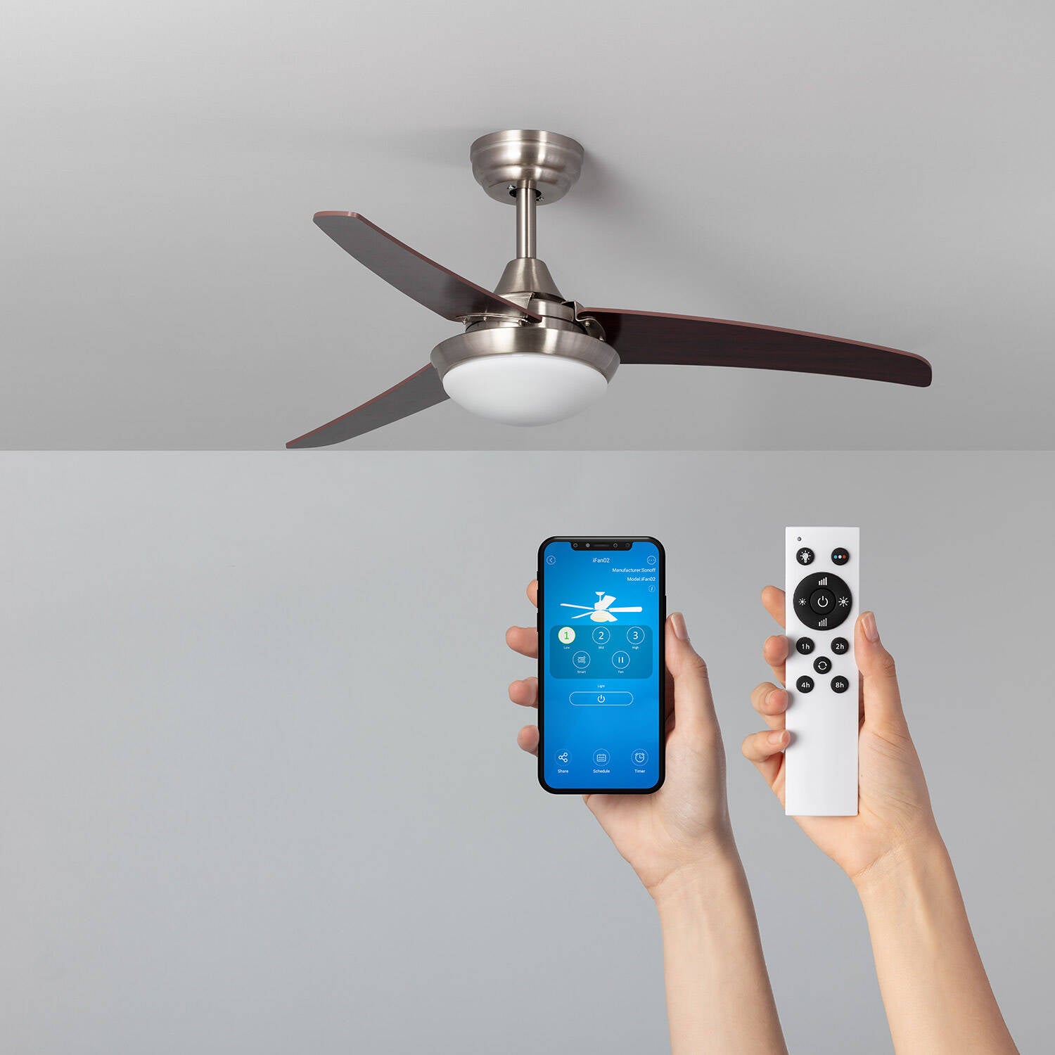 Ventilador de Techo Silencioso Neil Madera 107cm Motor DC WiFi