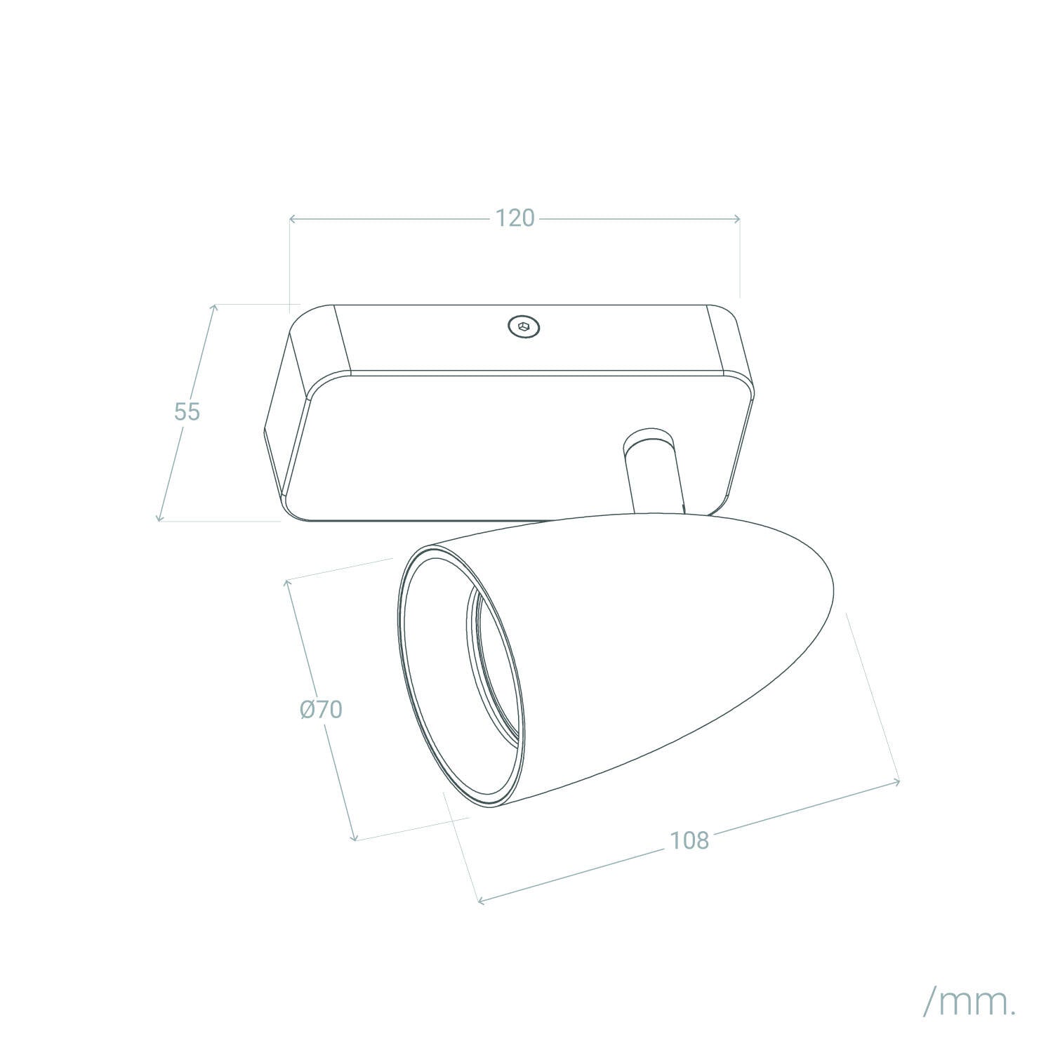 Aplique Aluminio Rectangular Adrien 1 Foco