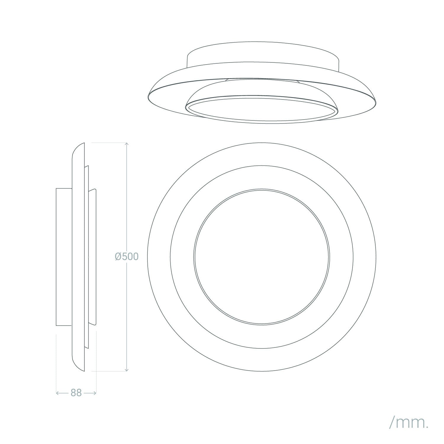 Plafón LED 32W Circular Metal Ø500 mm CCT Seleccionable Wendel Telmor