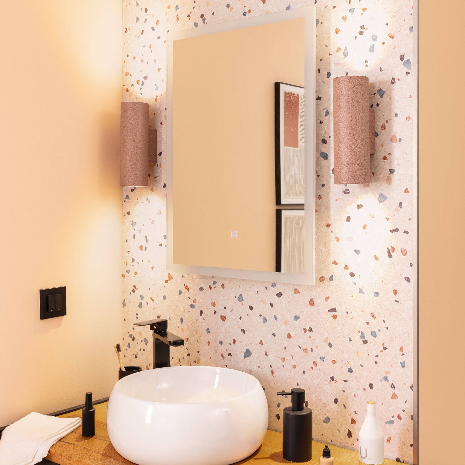 Aplique de Pared Exterior Cemento Iluminación Doble Cara Banjar Rond