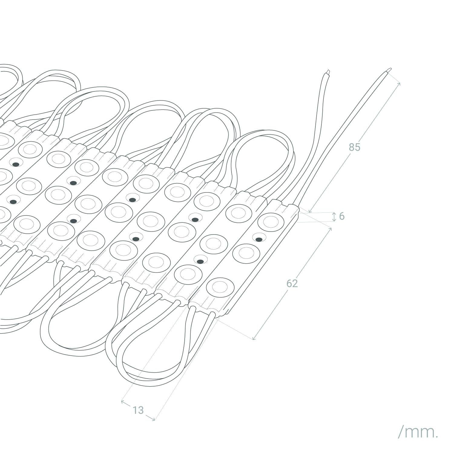 Módulo LED 20 Piezas 24W IP65 24V DC para Carteles Publicitarios 2.5m