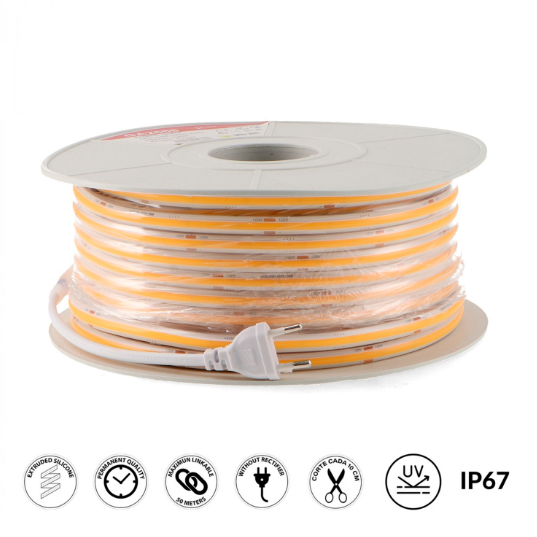 Tira de Led 220V Cob Point 14W/m Ip67 corte cada 10cm 2700K