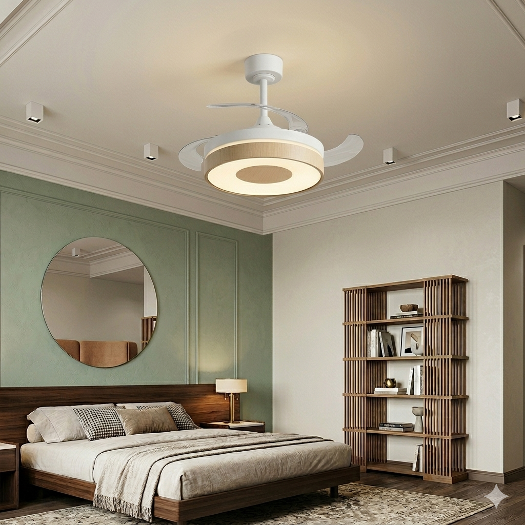 Ventilador de Techo LED DUNA Blanco/Madera | Negro/Madera Ø50cm