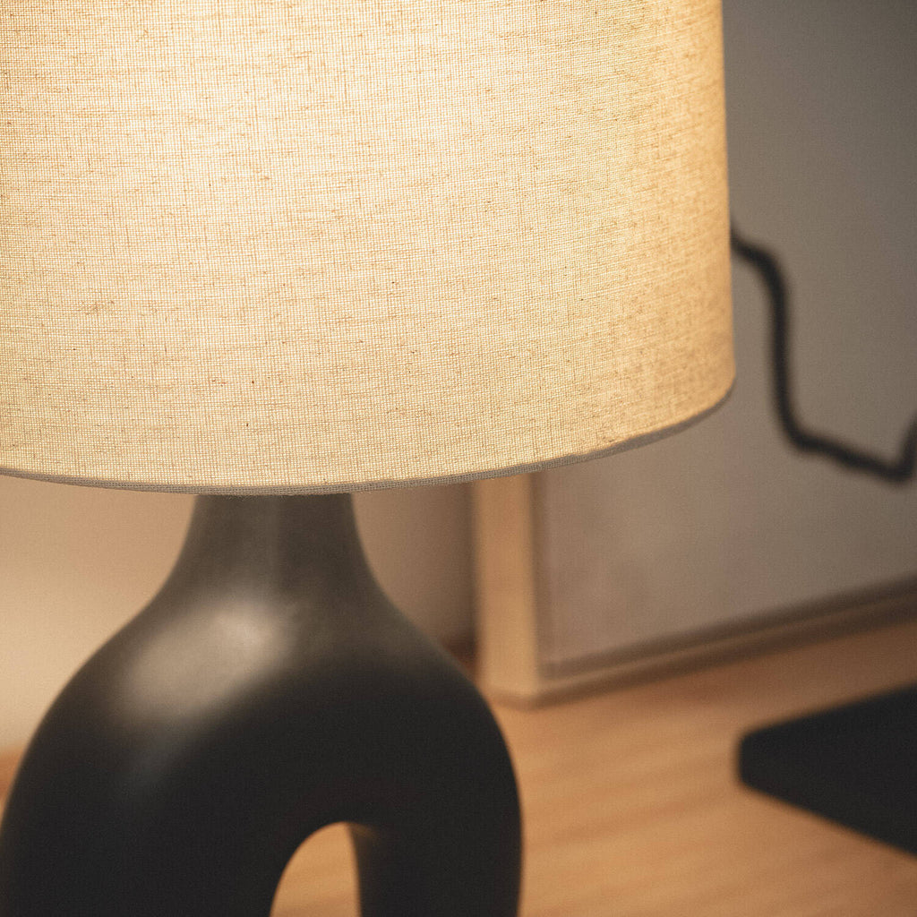 Lámpara de Mesa Cerámica y Lino Ginger