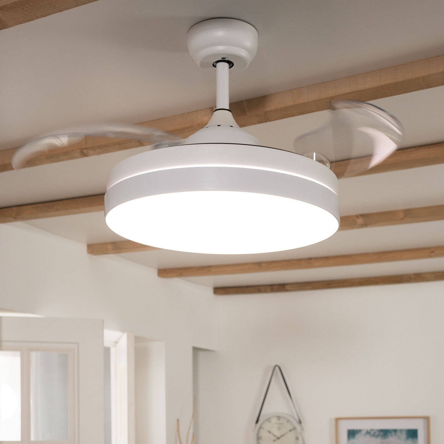 Ventilador de Techo Retráctil Silencioso Dalori Blanco 106cm Motor DC