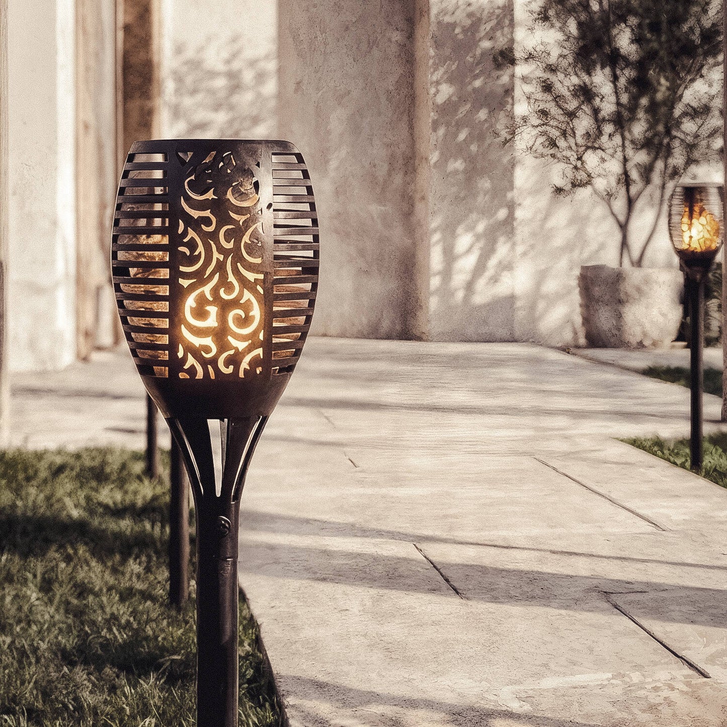Antorcha LED Solar Efecto Llama con Pincho 1W 78cm