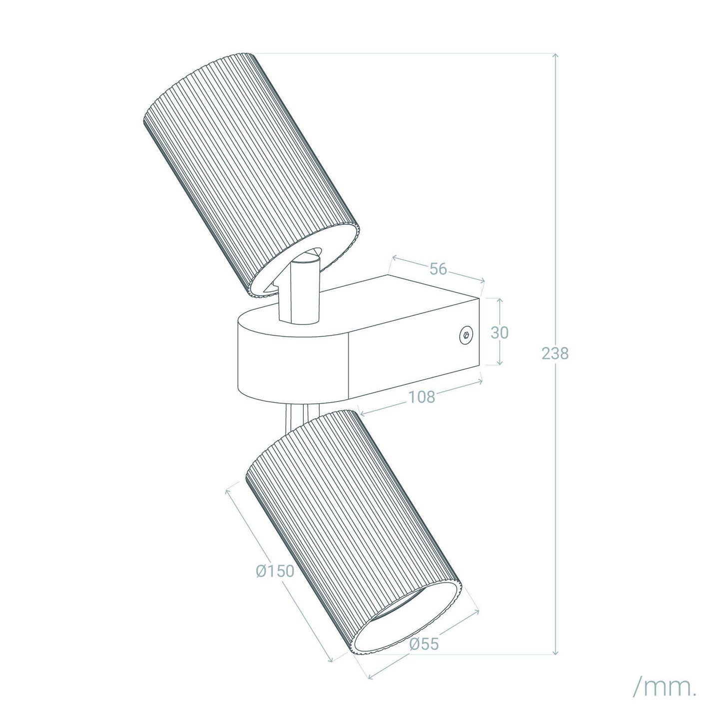 Aplique de Pared Aluminio Aritz 2 Focos