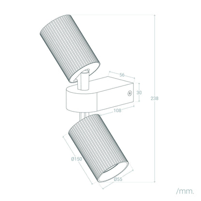 Aplique de Pared Orientable Aluminio Breixo 2 Focos