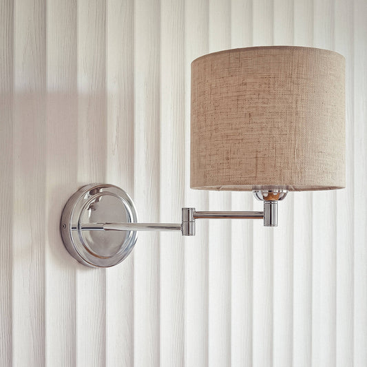 Aplique de Pared Articulable con Pantalla Metal y Lino Basilea