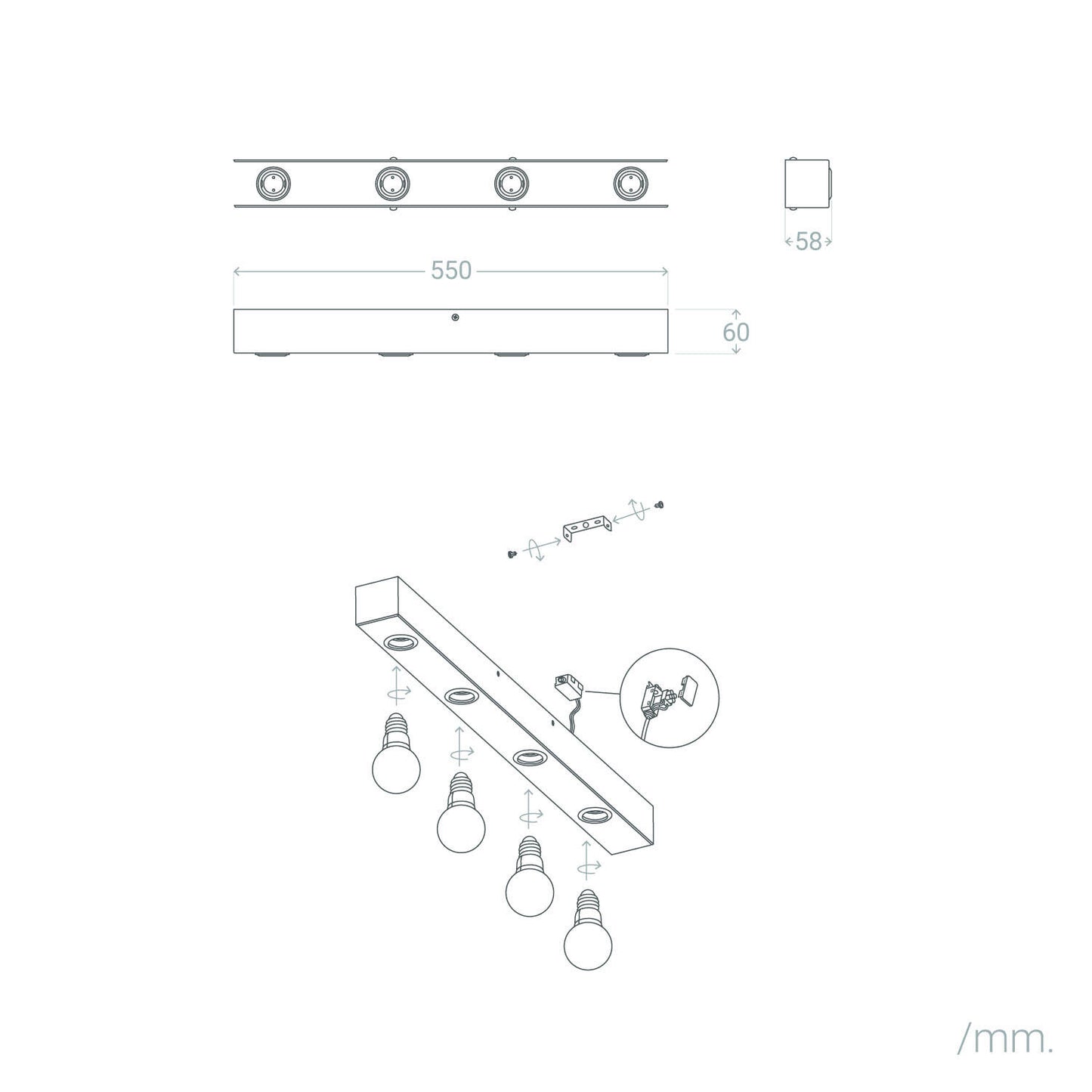 Aplique de Pared Baño Metal 4 Focos Aizkra