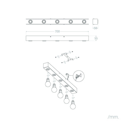 Aplique de Pared Baño Metal 5 Focos Aizkra