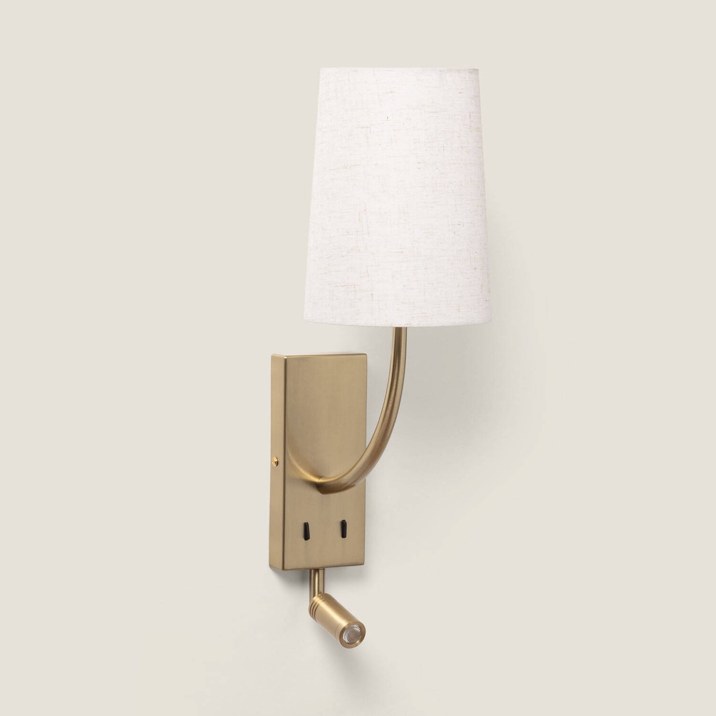 Aplique de Pared con Pantalla de Metal y Lino con Luz de Lectura Suite