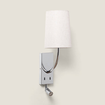 Aplique de Pared con Pantalla de Metal y Lino con Luz de Lectura Suite