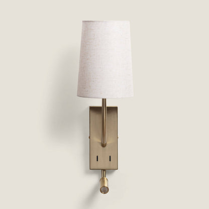 Aplique de Pared con Pantalla de Metal y Lino con Luz de Lectura Suite