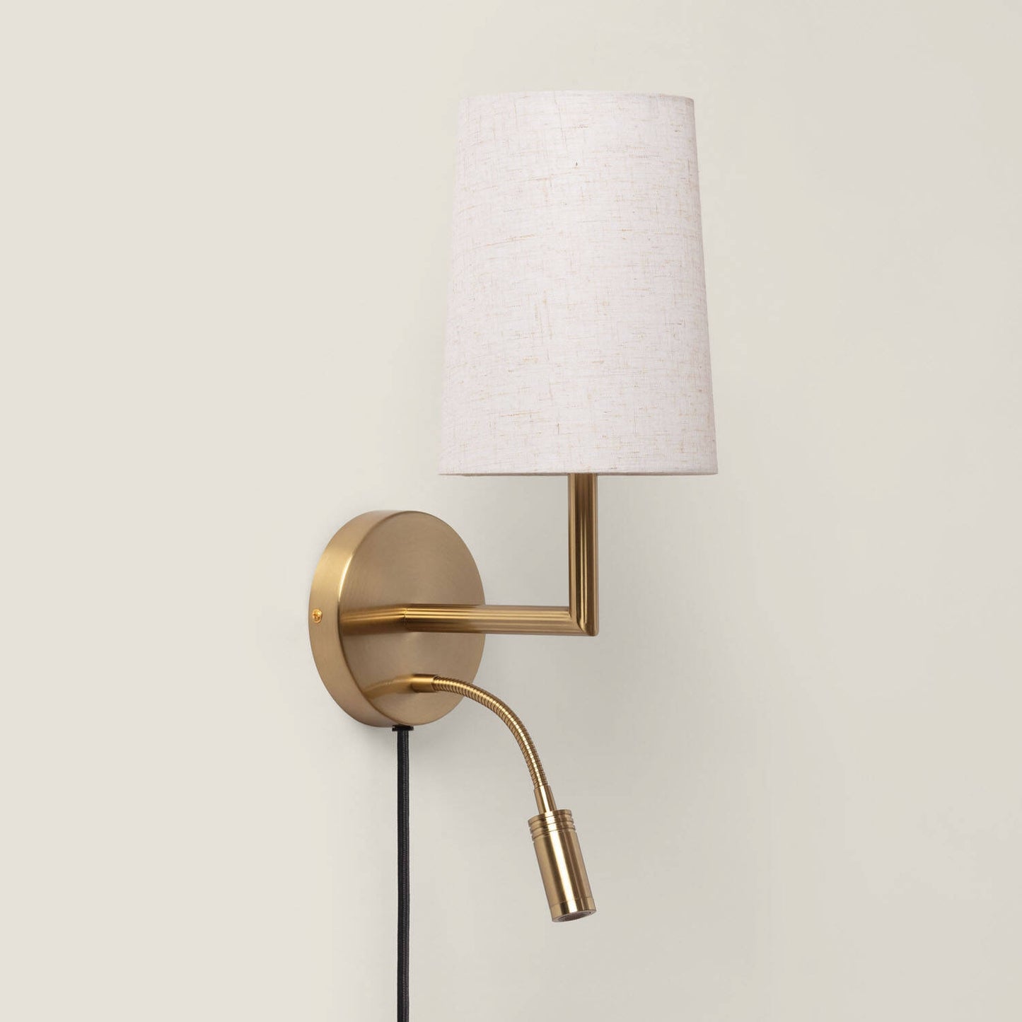 Aplique de Pared con Pantalla Metal y Lino con Luz de Lectura Anji