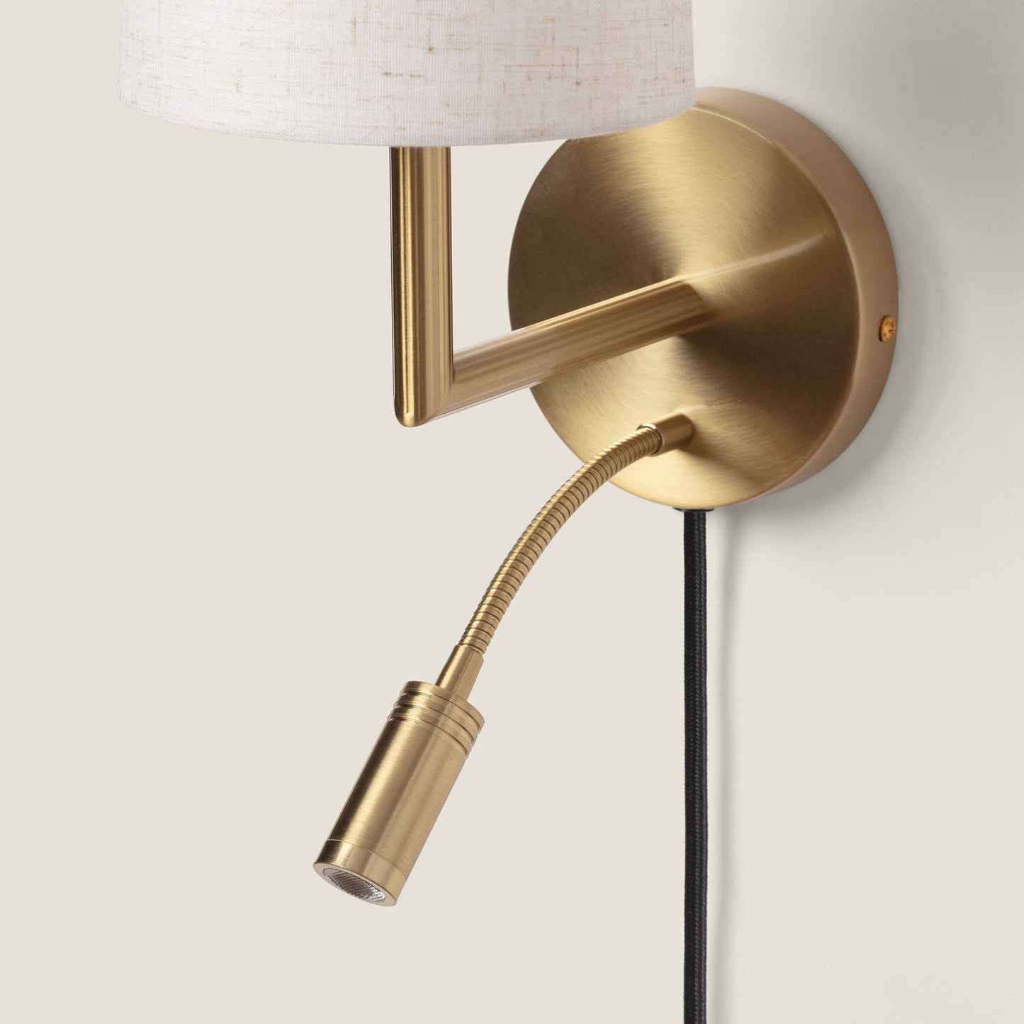 Aplique de Pared con Pantalla Metal y Lino con Luz de Lectura Anji