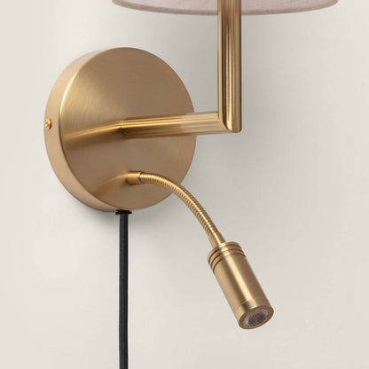 Aplique de Pared con Pantalla Metal y Lino con Luz de Lectura Anji