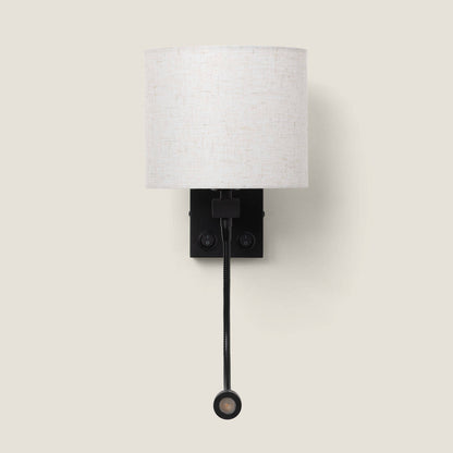 Aplique de Pared con Pantalla Metal y Lino con Luz de Lectura Ozu