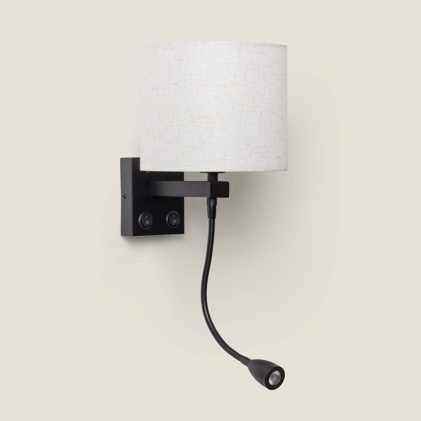 Aplique de Pared con Pantalla Metal y Lino con Luz de Lectura Ozu
