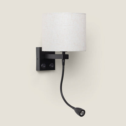 Aplique de Pared con Pantalla Metal y Lino con Luz de Lectura Ozu