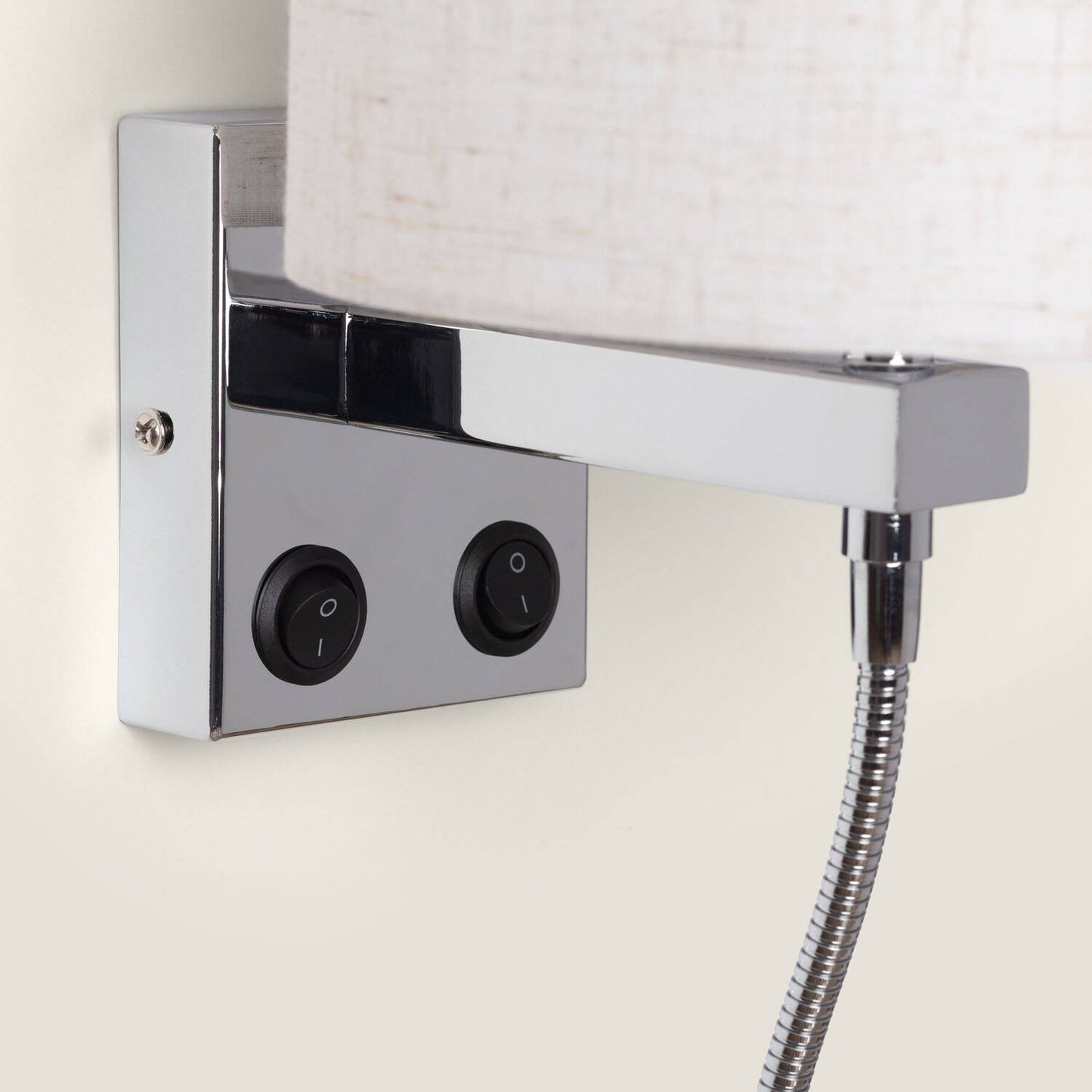 Aplique de Pared con Pantalla Metal y Lino con Luz de Lectura Ozu