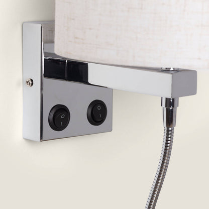 Aplique de Pared con Pantalla Metal y Lino con Luz de Lectura Ozu