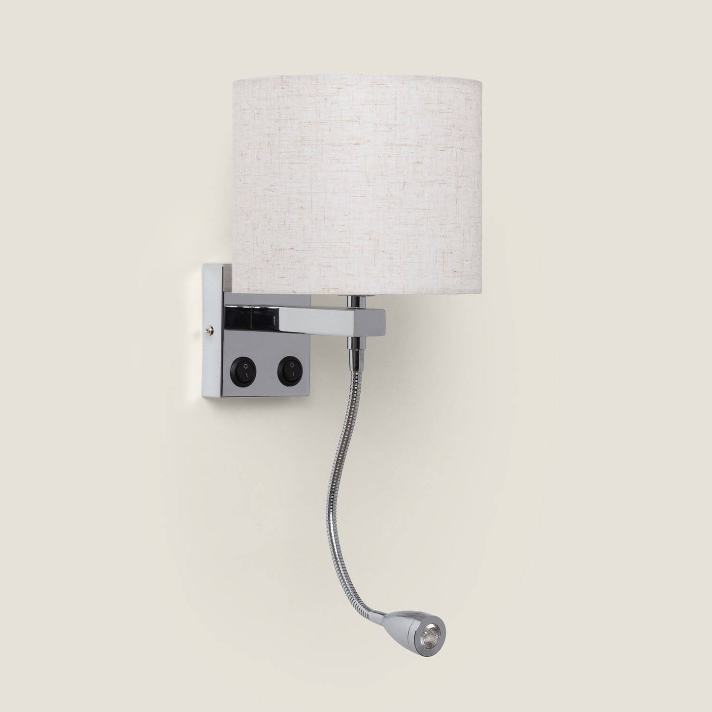 Aplique de Pared con Pantalla Metal y Lino con Luz de Lectura Ozu