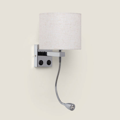 Aplique de Pared con Pantalla Metal y Lino con Luz de Lectura Ozu