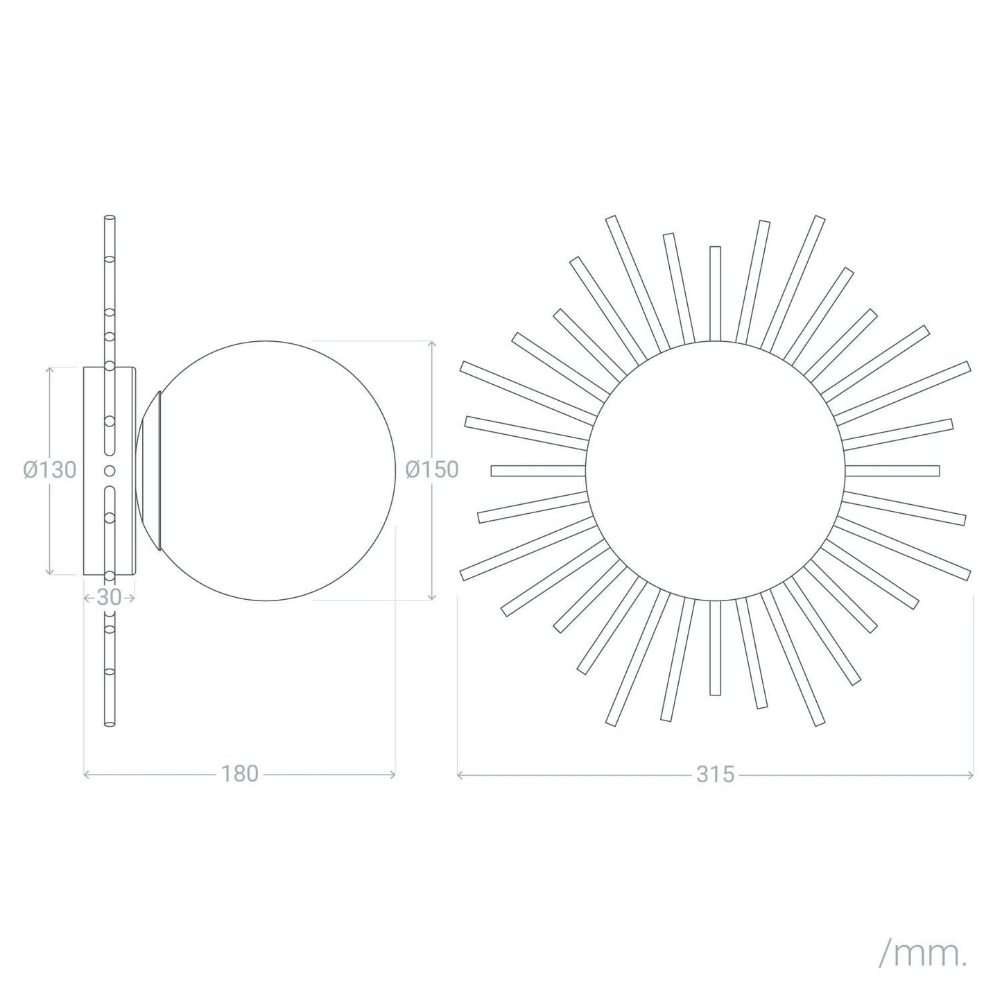 Aplique de Pared de Metal y Cristal Moon