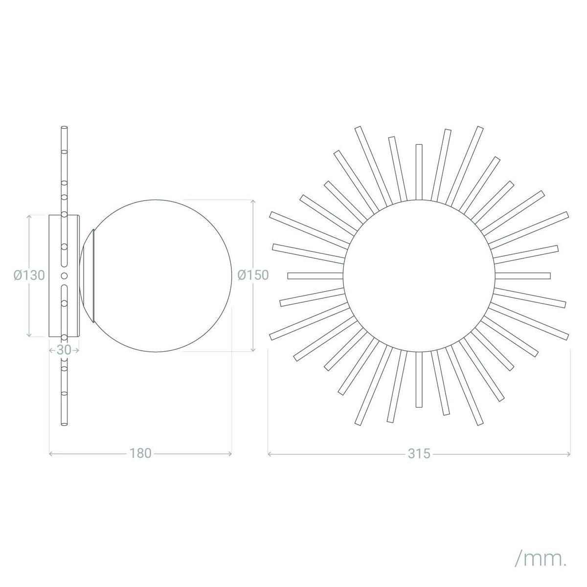 Aplique de Pared de Metal y Cristal Moon