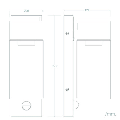 Aplique de Pared Exterior Acero Inoxidable y Cristal con Detector de Movimiento Isoba