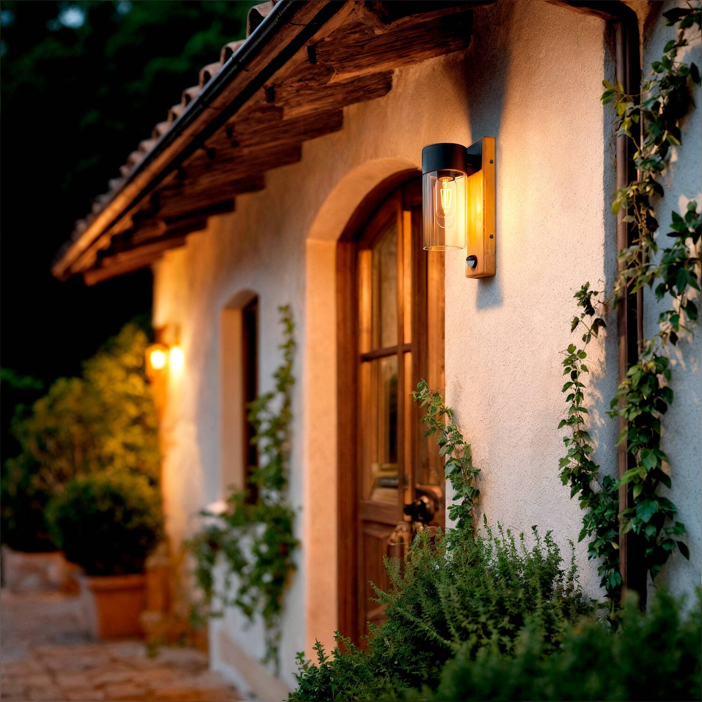 Aplique de Pared Exterior Acero Inoxidable y Cristal con Detector de Movimiento Isoba