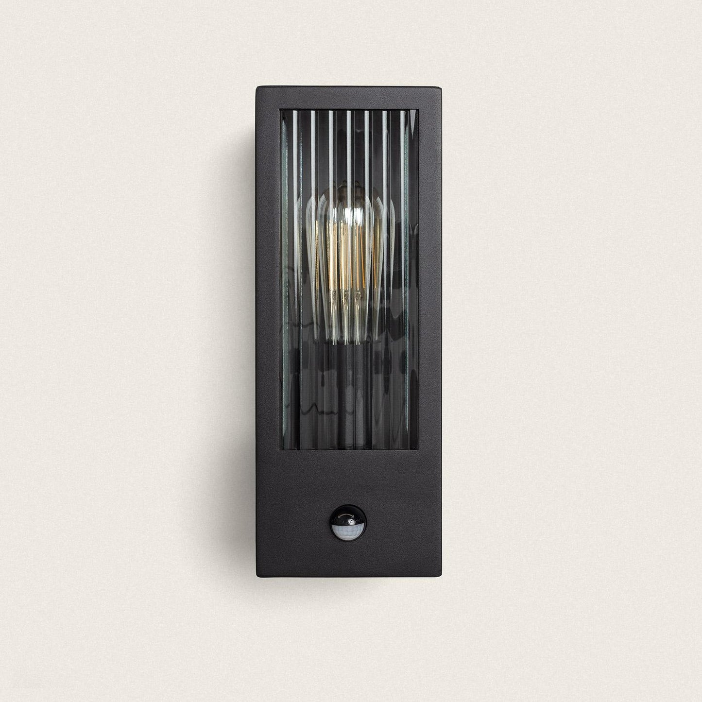 Aplique de Pared Exterior Acero Inoxidable y Cristal Texturizado con Detector de Movimiento Gakom