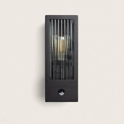 Aplique de Pared Exterior Acero Inoxidable y Cristal Texturizado con Detector de Movimiento Gakom