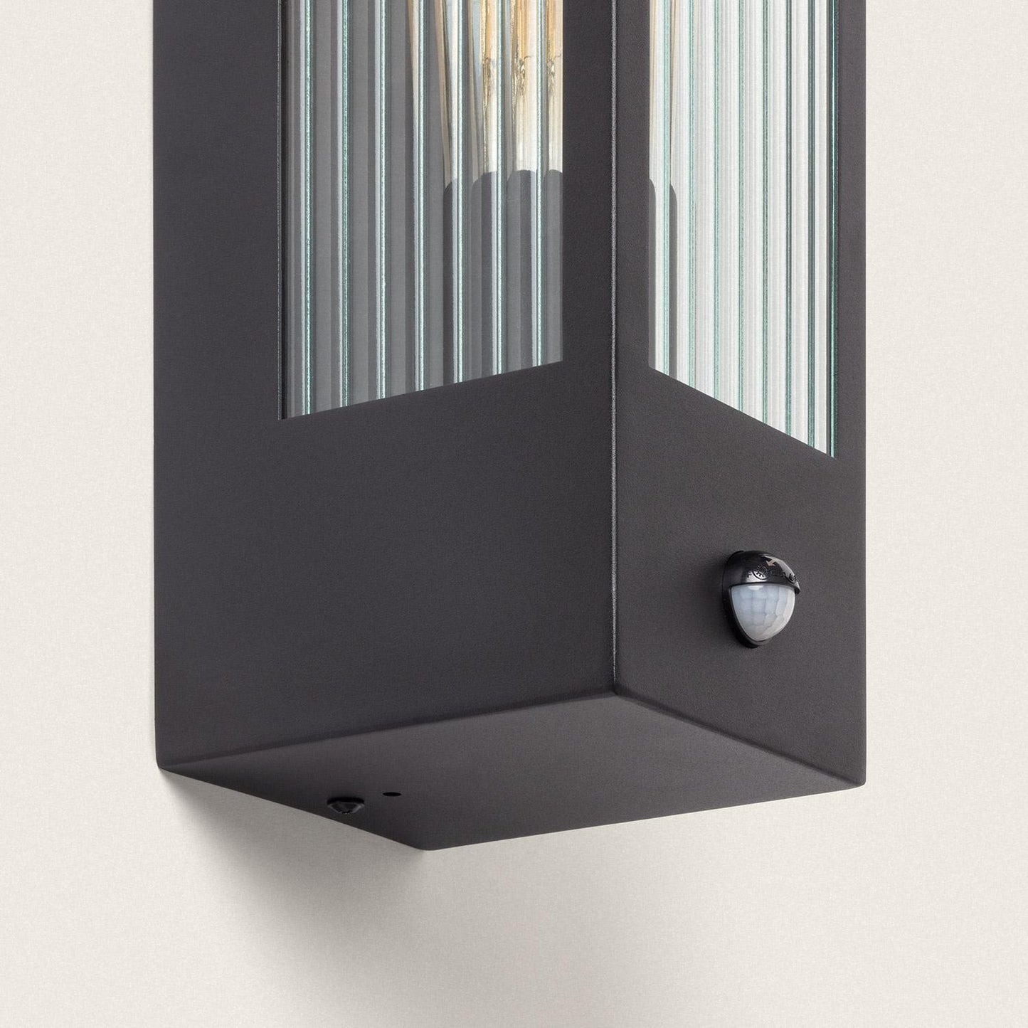 Aplique de Pared Exterior Acero Inoxidable y Cristal Texturizado con Detector de Movimiento Gakom