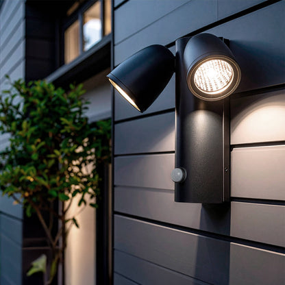 Aplique de Pared Exterior Aluminio con Detector de Movimiento Abel Dos Focos