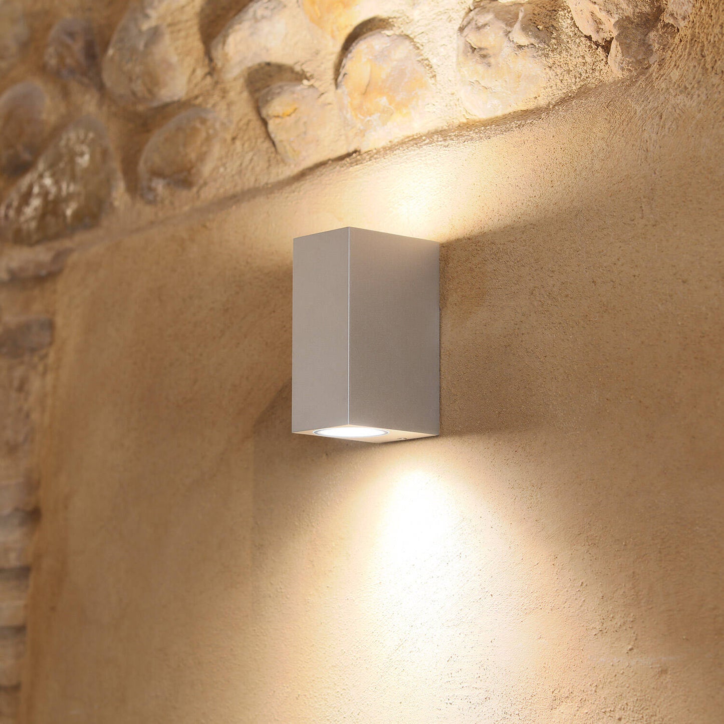 Aplique de Pared Exterior Aluminio Iluminación Doble Cara Plata Miseno