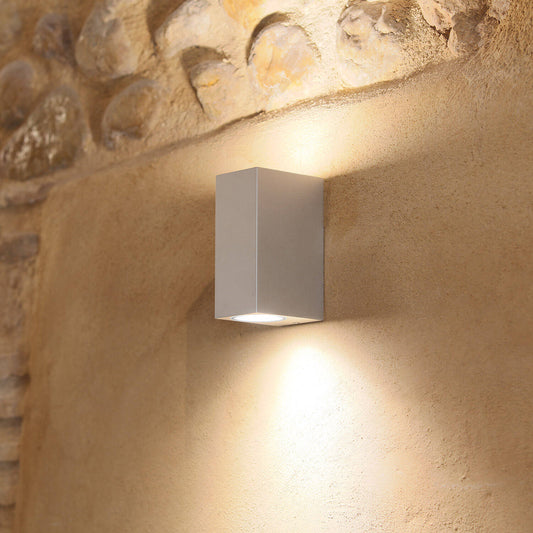 Aplique de Pared Exterior Aluminio Iluminación Doble Cara Plata Miseno