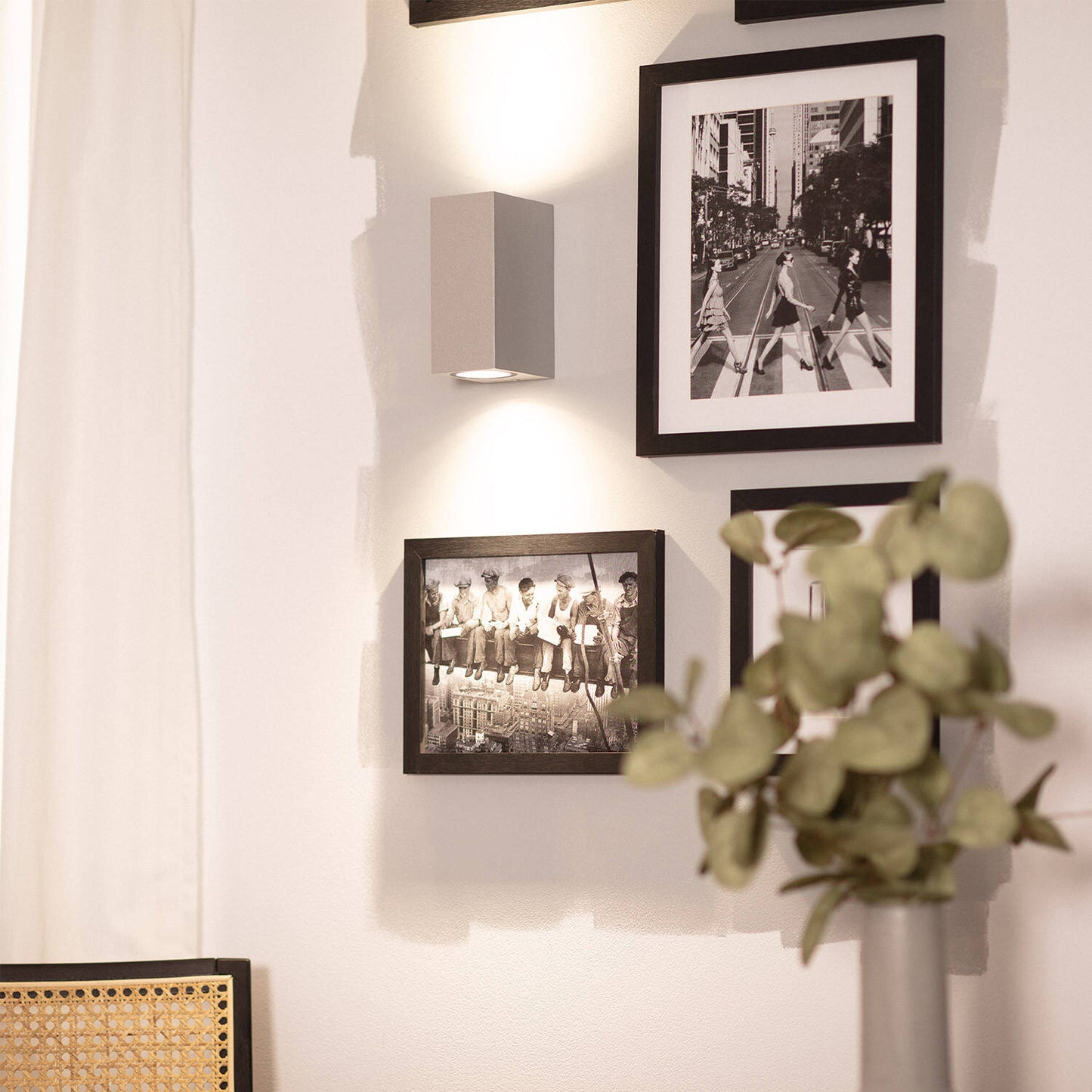 Aplique de Pared Exterior Aluminio Iluminación Doble Cara Plata Miseno