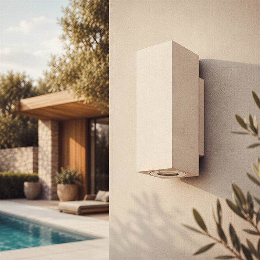 Aplique de Pared Exterior Cemento Iluminación Doble Cara Banjar Square