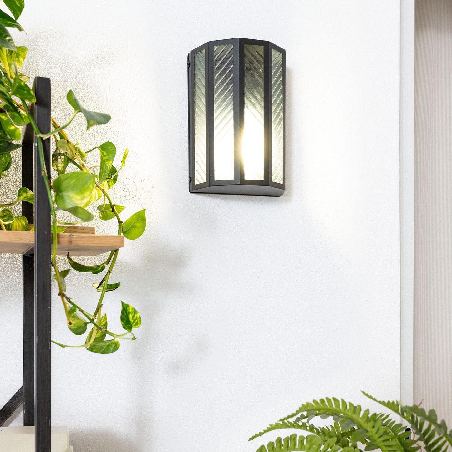 Aplique de Pared Exterior Metal y Cristal Hadley