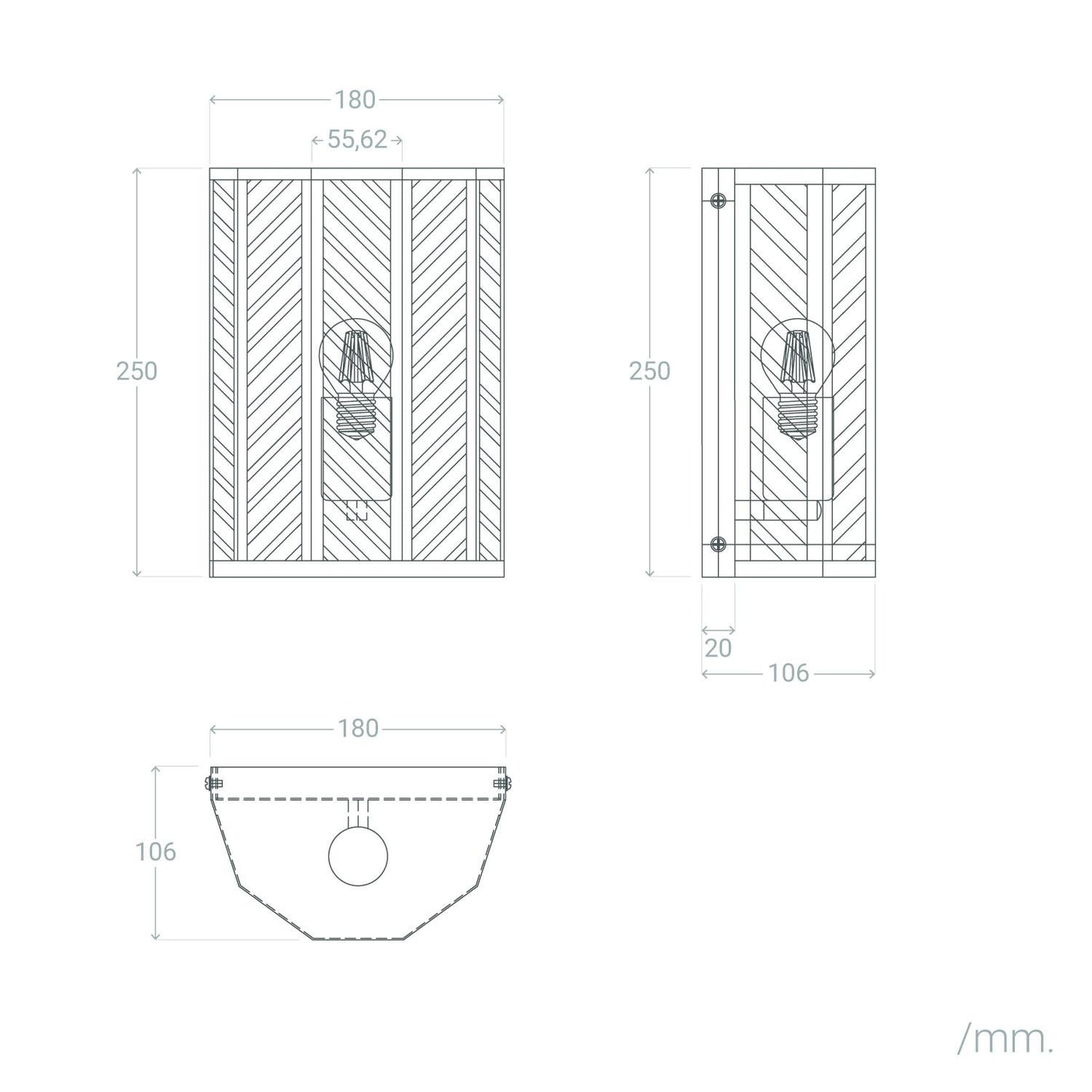 Aplique de Pared Exterior Metal y Cristal Hadley