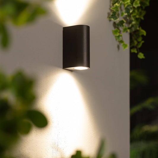 Aplique de Pared Exterior Iluminación Doble Cara Gala Negro