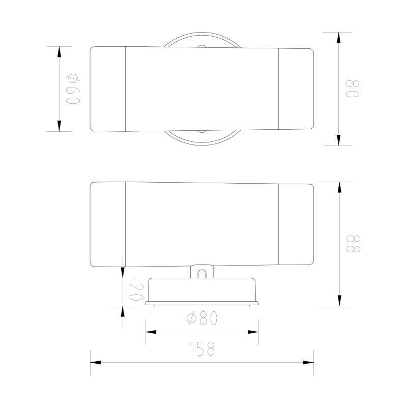 Aplique de Pared Exterior Iluminación Doble Cara Satin