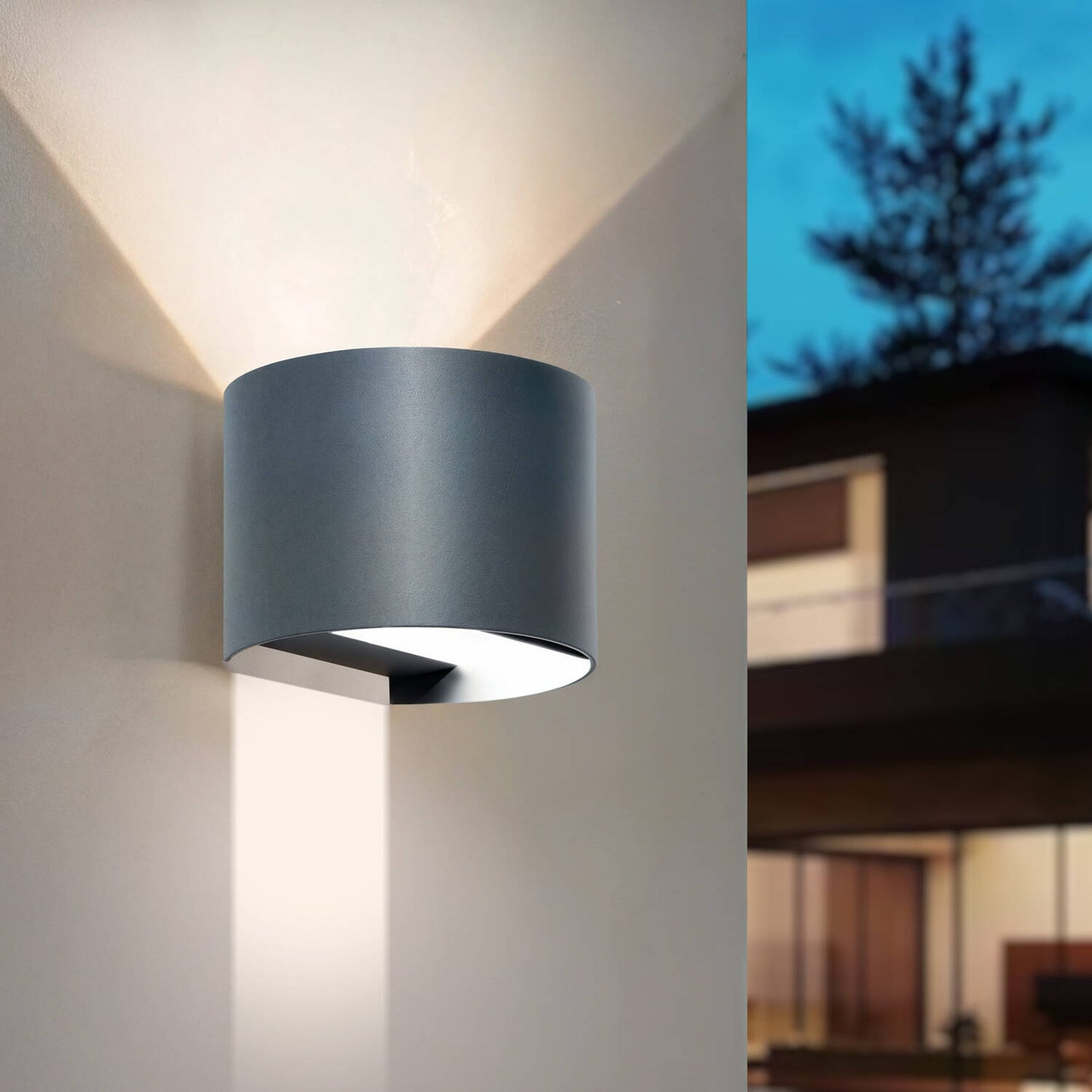 Aplique de Pared Exterior LED 10W Aluminio Iluminación Doble Cara CCT Seleccionable Denny Round