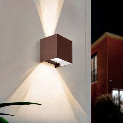 Aplique de Pared Exterior LED 10W Aluminio Iluminación Doble Cara CCT Seleccionable Denny Square