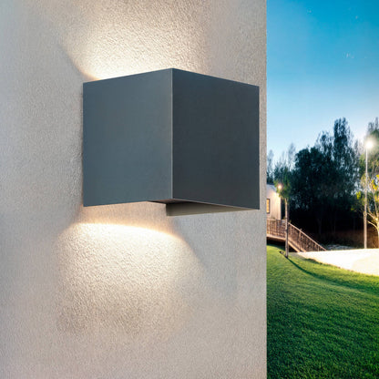 Aplique de Pared Exterior LED 10W Aluminio Iluminación Doble Cara CCT Seleccionable Denny Square