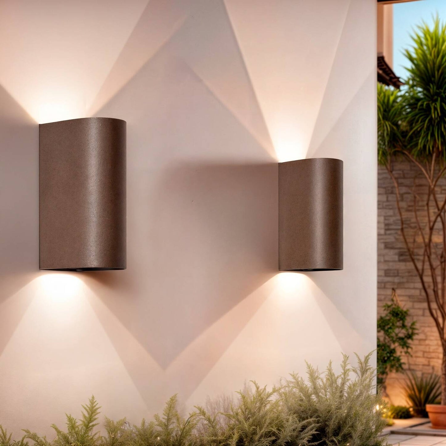 Aplique de Pared Exterior LED 10W Aluminio Iluminación Doble Cara CCT Seleccionable Denny Round Large