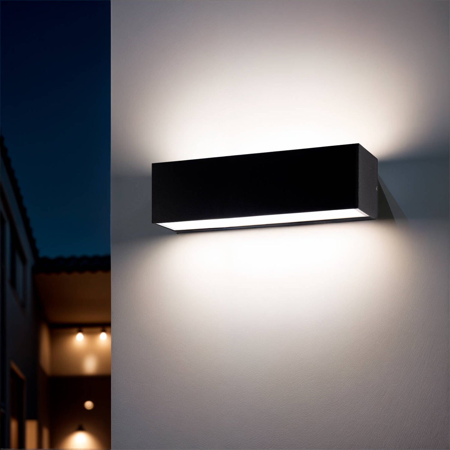 Aplique de Pared Exterior LED 10W Aluminio Iluminación Doble Cara Rectangular Negro Galeo